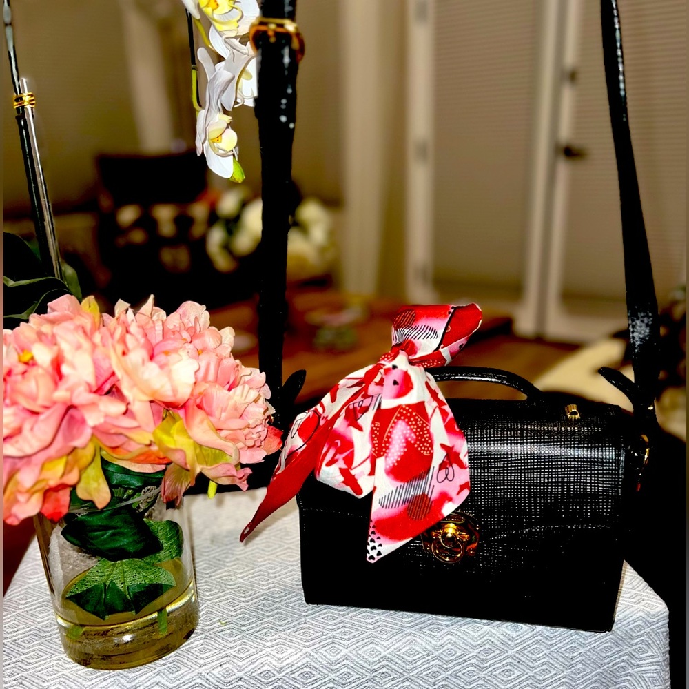 Marie Claire Paris Leather Crossbody and Twilly scarf